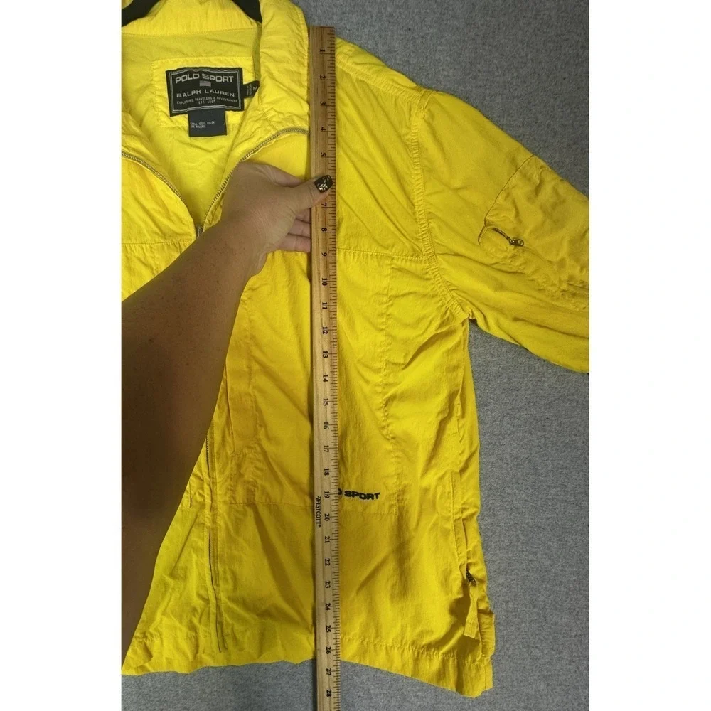 Ralph Lauren Polo Sport Jacket Mens Medium Yellow Nylon Zip Windbreaker Shell